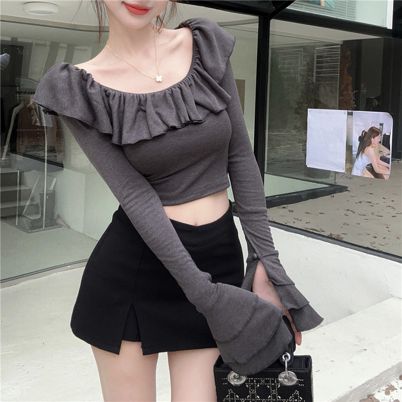 【tops】オフショルダーフレアスリーブTシャツG22554