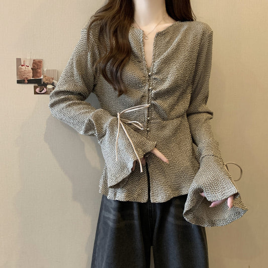 【tops】VネックフレアスリーブブラウスG22558