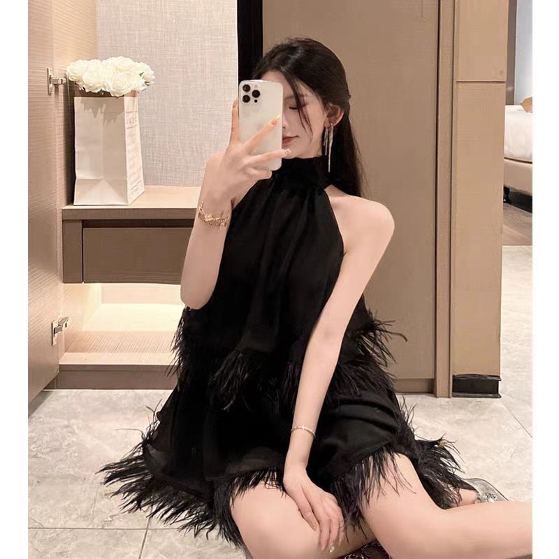 【dress】ホルターネックフリンジデートワンピースG22572