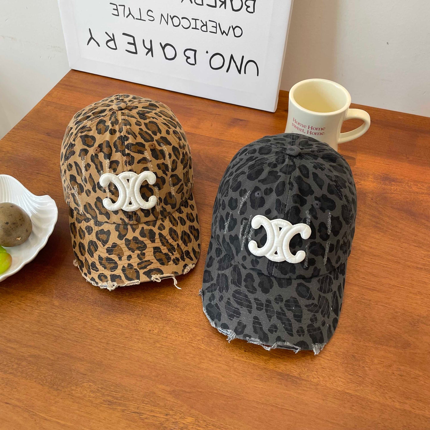 【小物】3色ヒョウ柄ベースボール キャップG22582