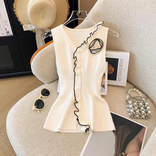 【tops】VネックニットタンクトップG22586