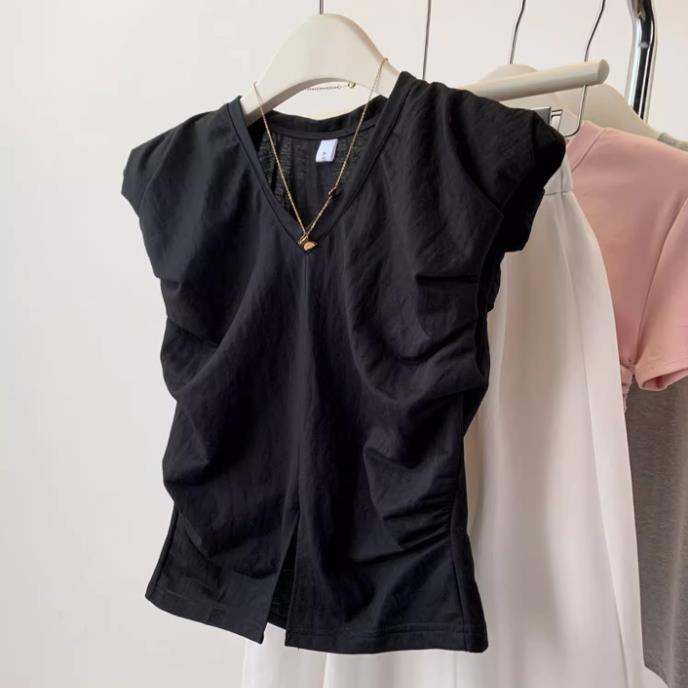 【tops】2色フレンチスリーブタンクトップF7853