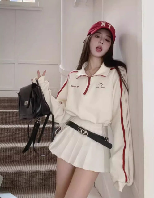 【tops】スタンドネック長袖パーカーG22696