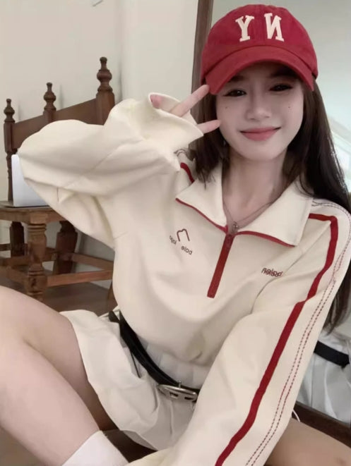 【tops】スタンドネック長袖パーカーG22696