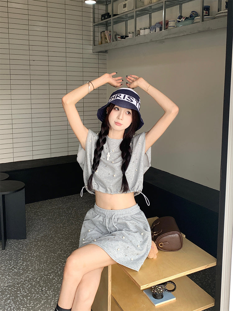 【set】ノースリーブTシャツ+スカート２点セットG22713