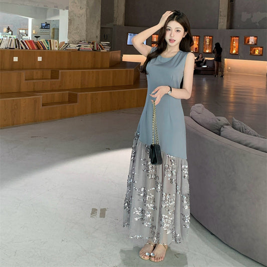 【dress】メッシュ切り替えデートワンピースG22730