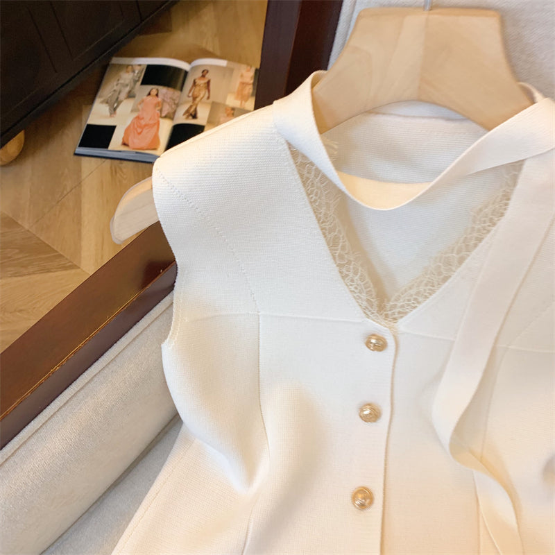 【tops】レースVネックノースリーブチョッキG22772