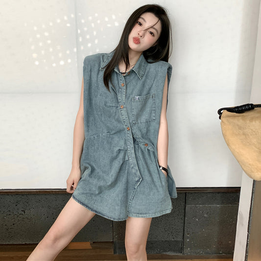 【set】デニムシャツ+ショートパンツ２点セットG22793