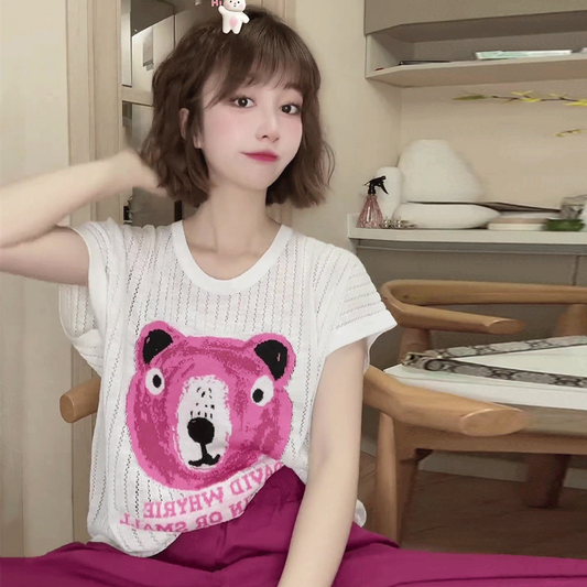 【tops】薄手ニットTシャツG22820