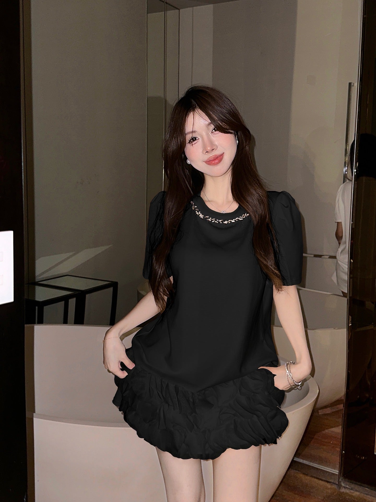 【dress】ラウンドネックデートワンピースG22824