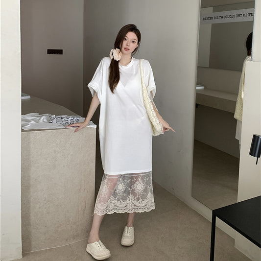 【set】Tシャツワンピース+レーススカート２点セット G22830