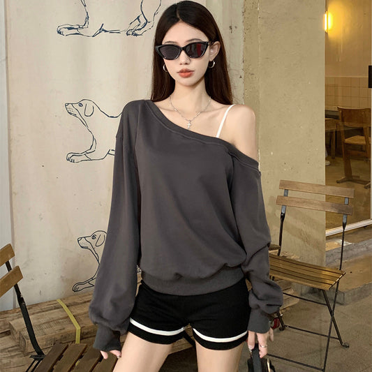 【tops】オブリークネックパーカーG22862