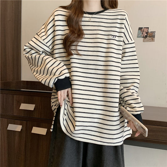 【tops】長袖ストライプ柄TシャツG22866