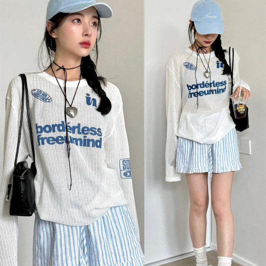 【tops】プリント長袖TシャツG22872
