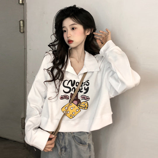 【tops】POLOネックプリントパーカーG22873