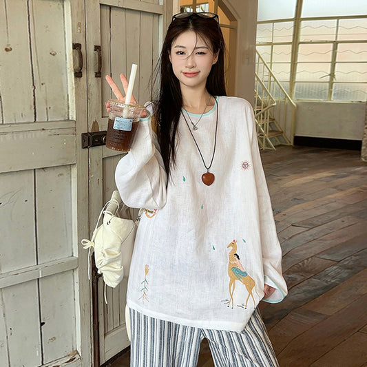 【tops】長袖刺繍TシャツG22874