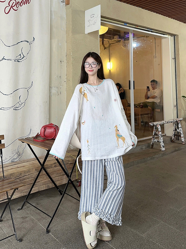 【tops】長袖刺繍TシャツG22874