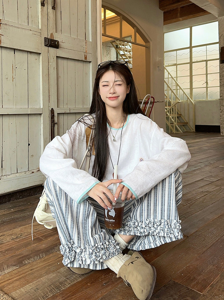 【tops】長袖刺繍TシャツG22874