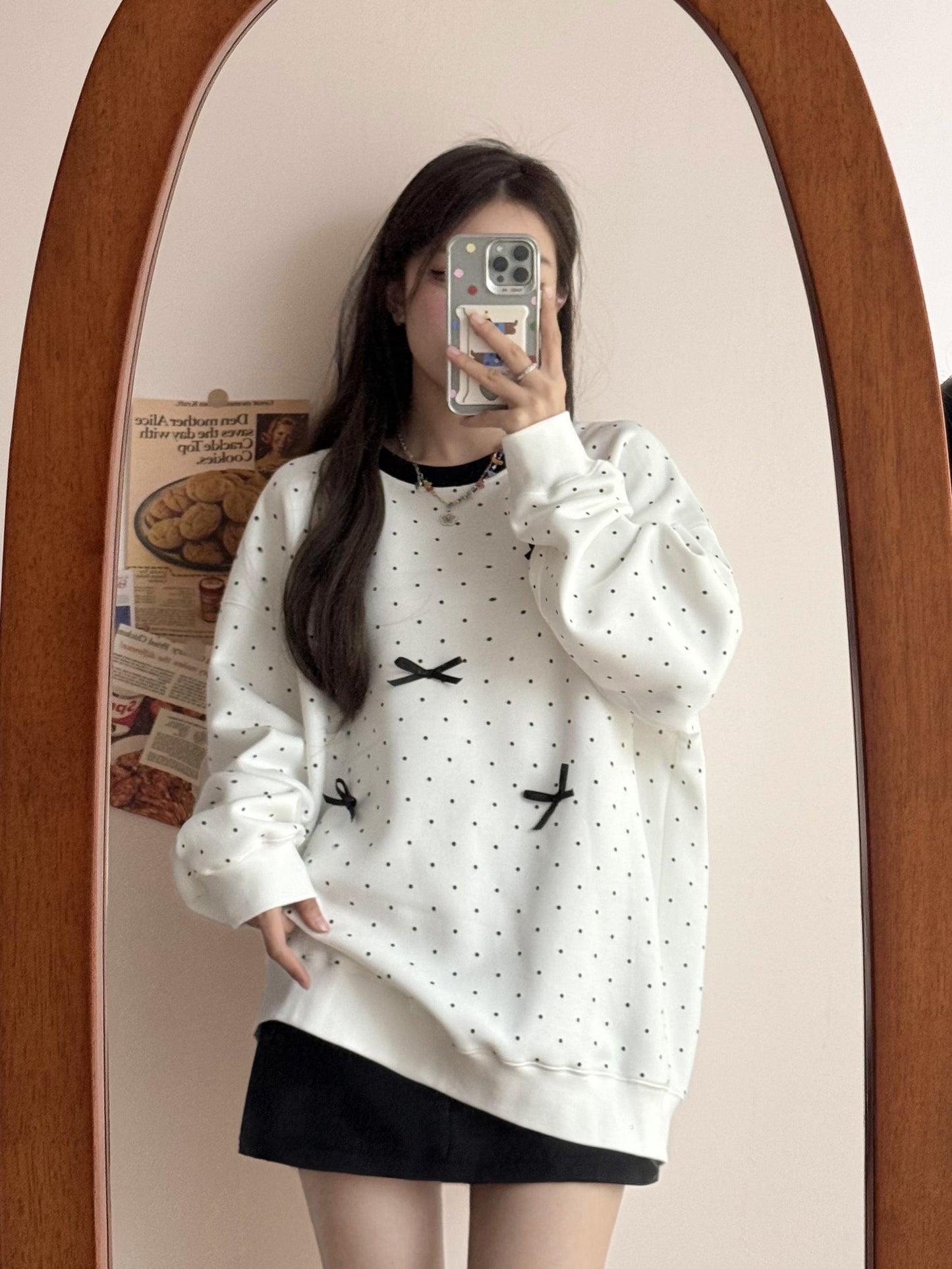 【tops】長袖ドット柄パーカーG22879