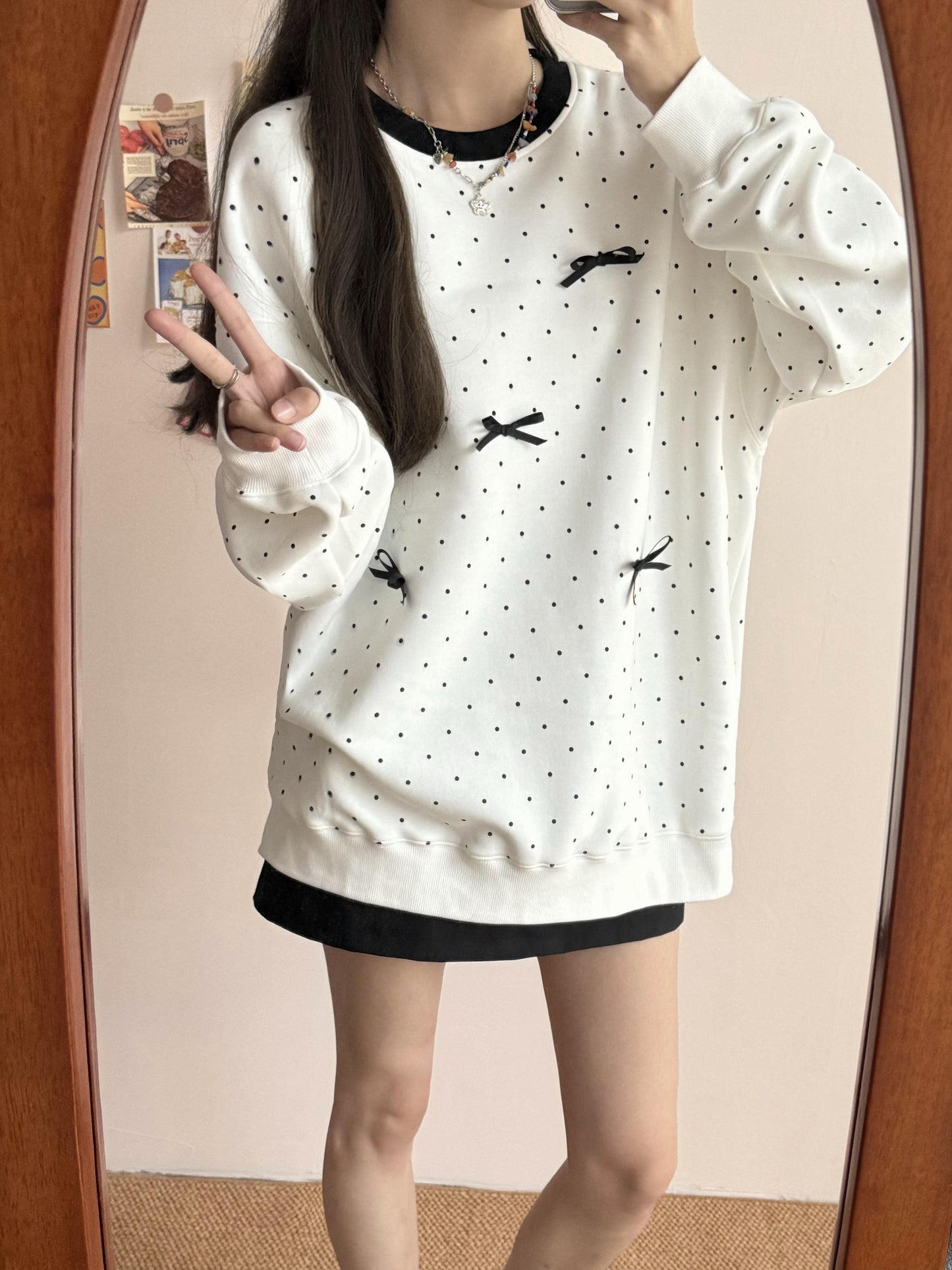 【tops】長袖ドット柄パーカーG22879