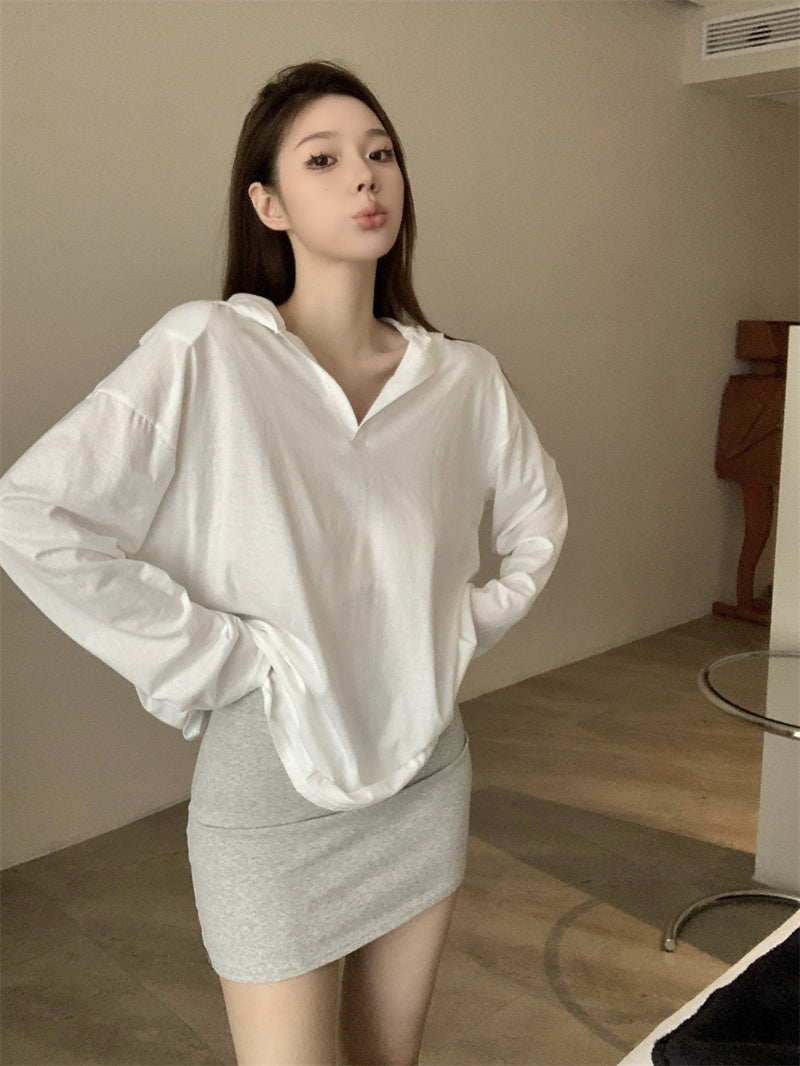 【tops】フード付き長袖TシャツG22894