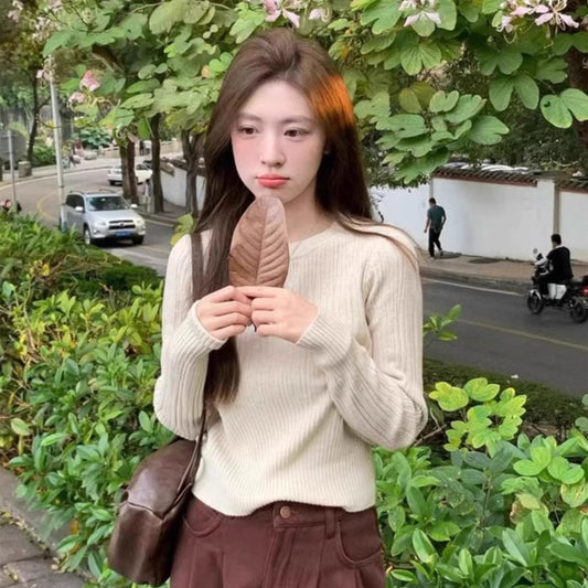 【tops】ラウンドネック長袖ニットG22899