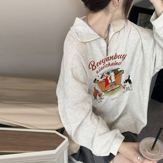 【tops】POLOネック長袖パーカーG22904