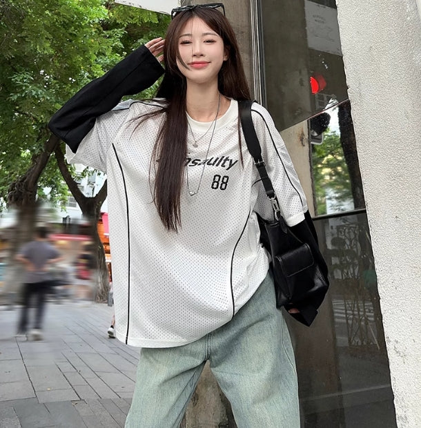 【tops】偽二つ切り替え長袖TシャツG22906