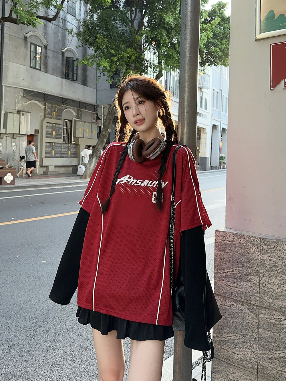 【tops】偽二つ切り替え長袖TシャツG22906
