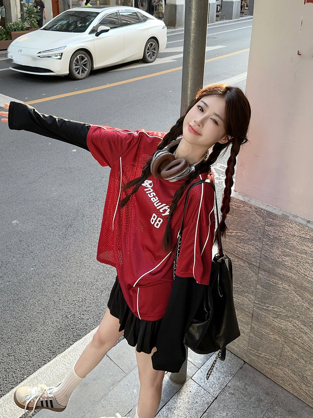 【tops】偽二つ切り替え長袖TシャツG22906
