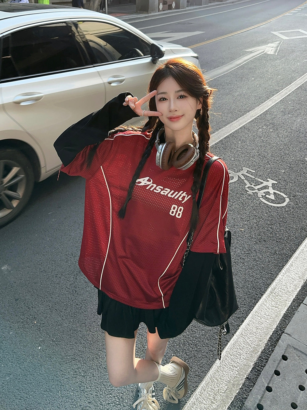 【tops】偽二つ切り替え長袖TシャツG22906