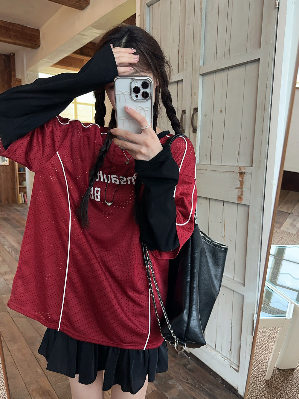 【tops】偽二つ切り替え長袖TシャツG22906