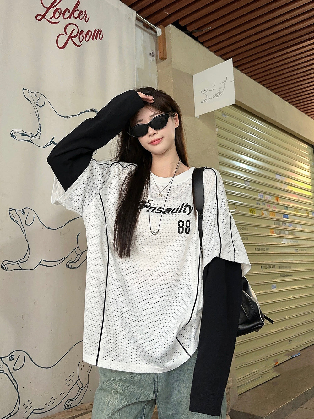 【tops】偽二つ切り替え長袖TシャツG22906