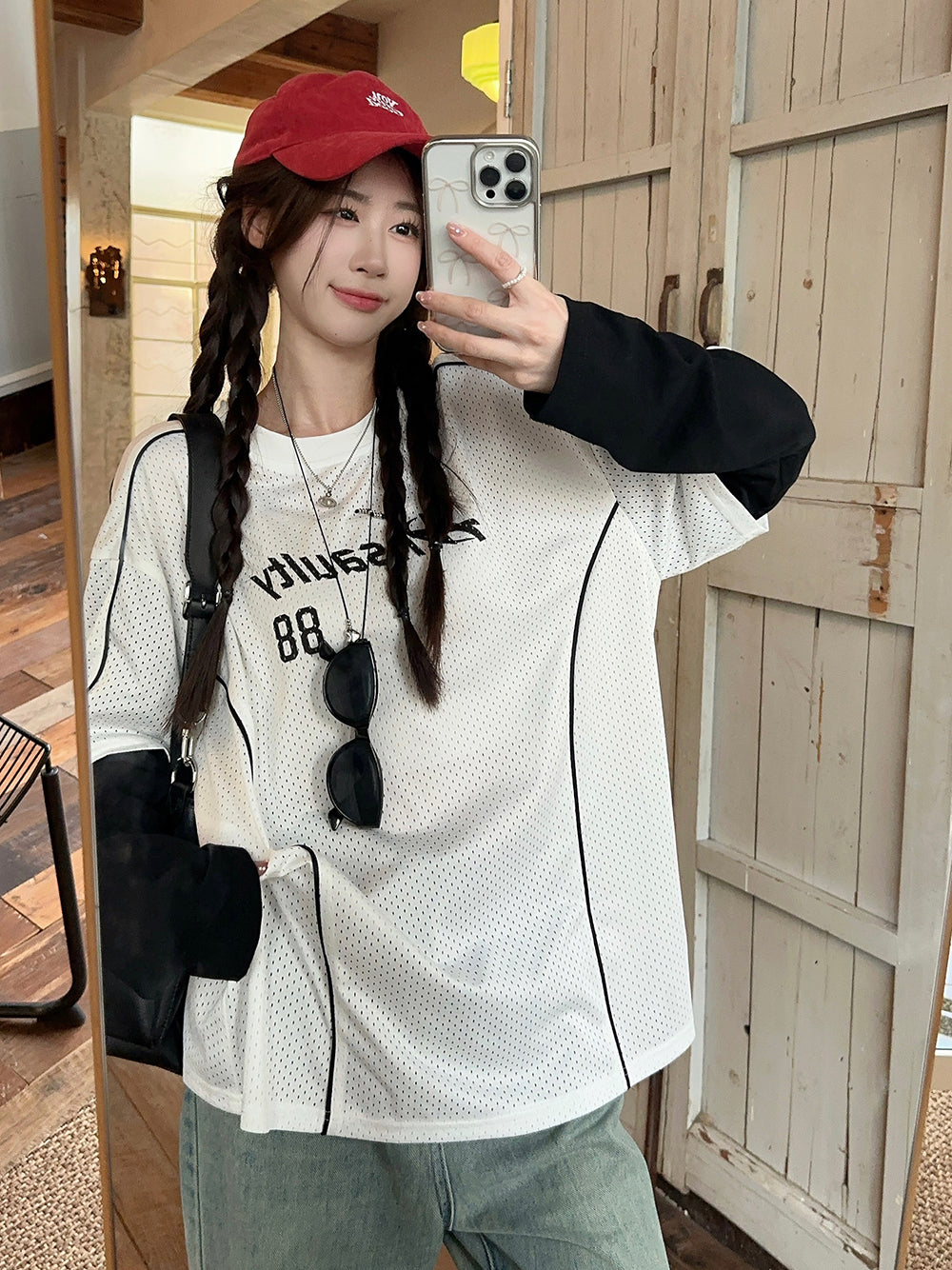 【tops】偽二つ切り替え長袖TシャツG22906