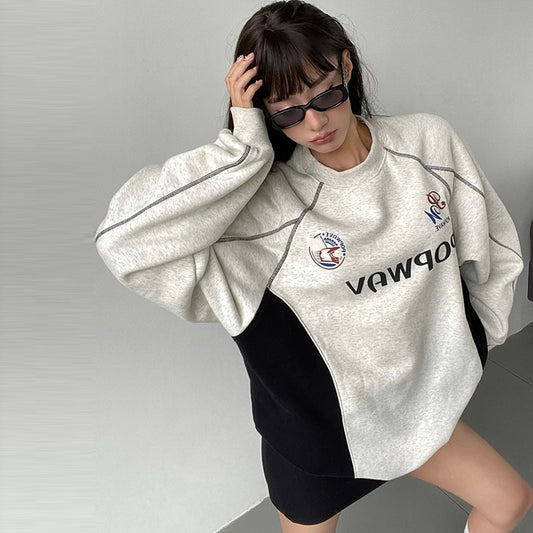 【tops】英字柄ラウンドネックパーカーG22915