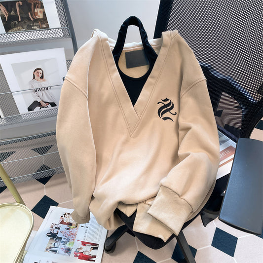 【tops】Vネック偽二つ切り替えパーカーG22921