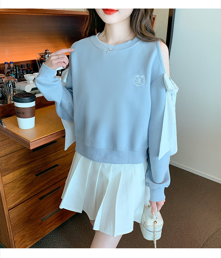 【tops】オープンショルダー長袖パーカーG22929