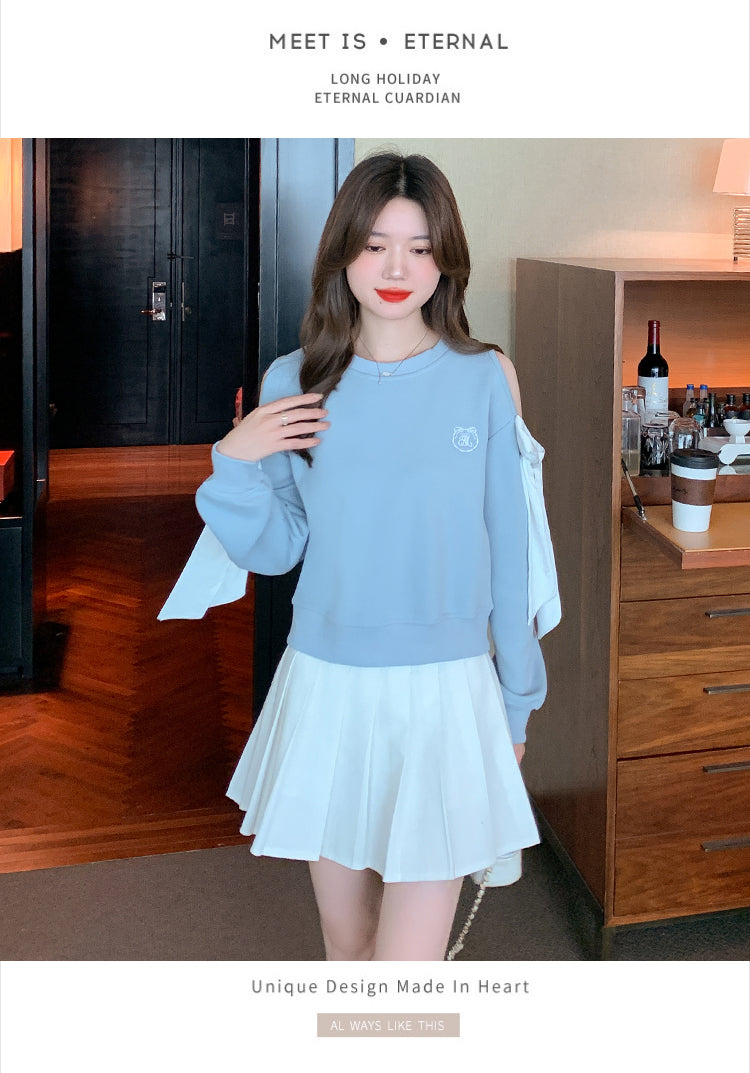 【tops】オープンショルダー長袖パーカーG22929