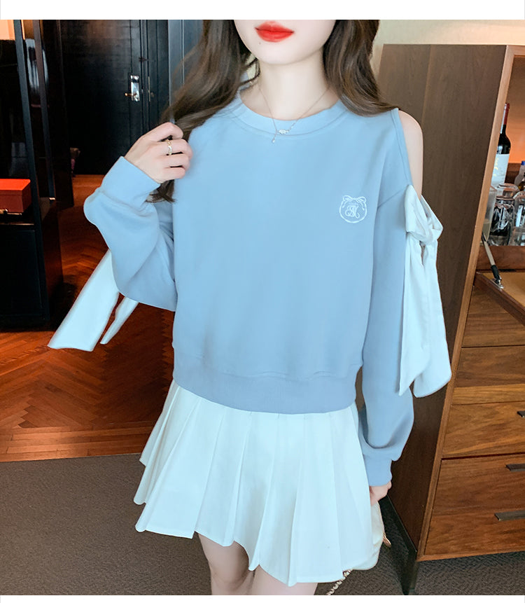 【tops】オープンショルダー長袖パーカーG22929