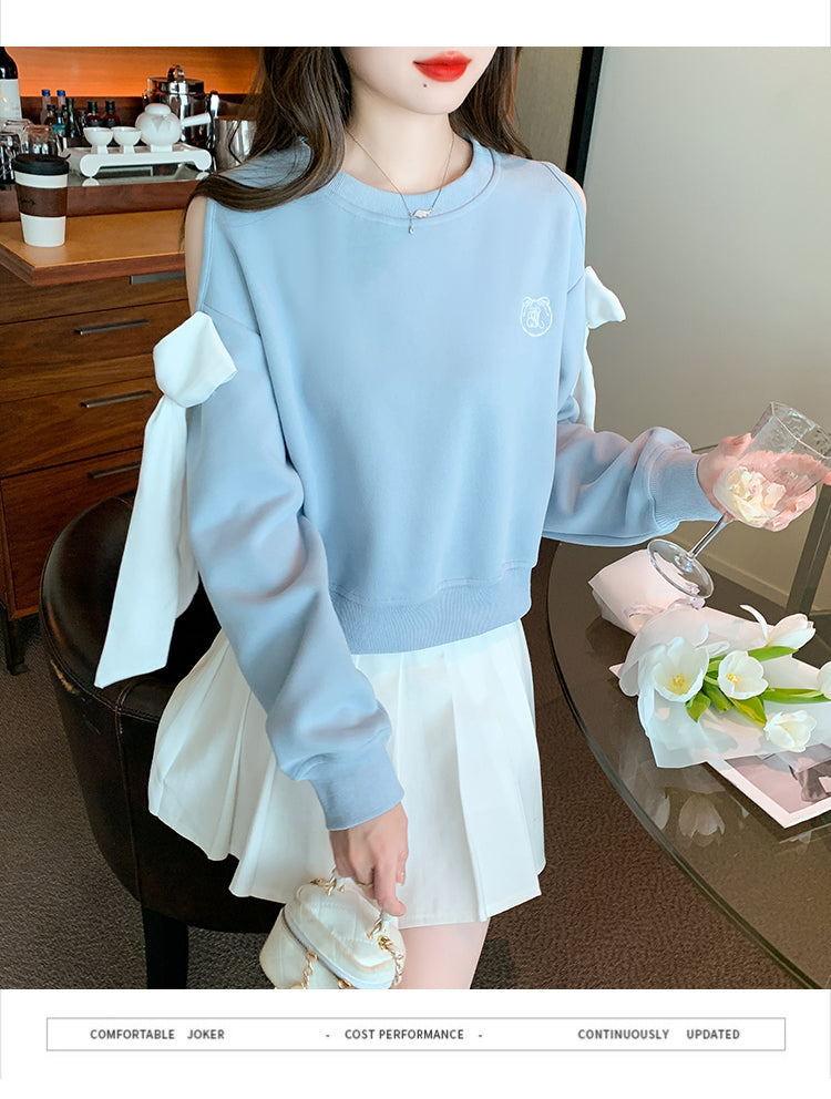 【tops】オープンショルダー長袖パーカーG22929