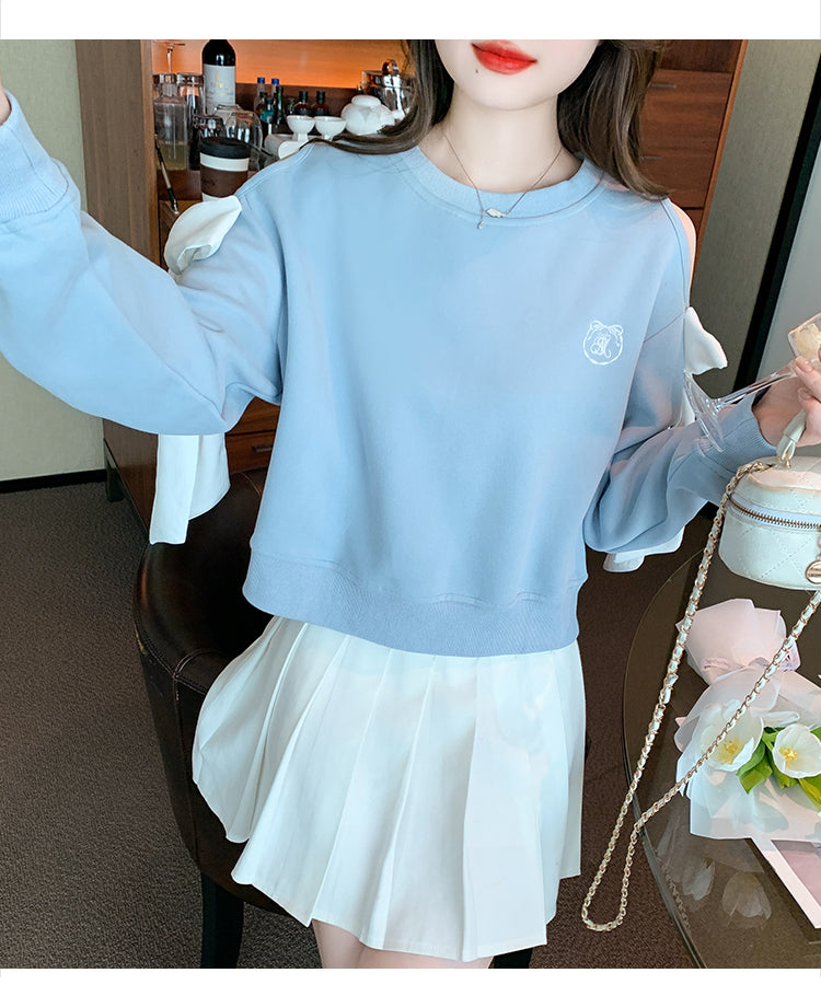 【tops】オープンショルダー長袖パーカーG22929