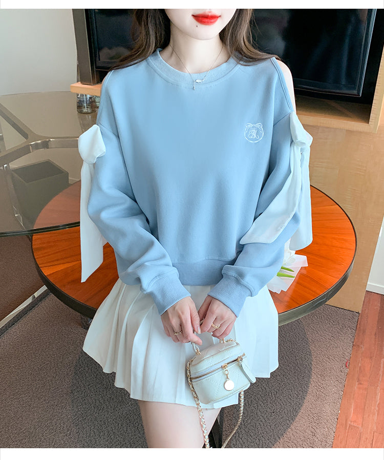 【tops】オープンショルダー長袖パーカーG22929