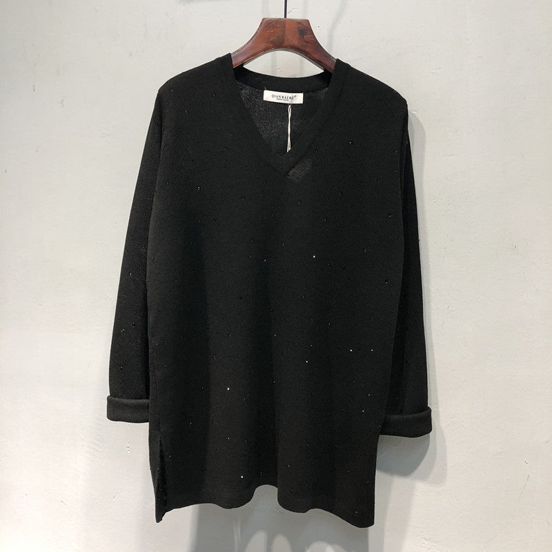 【tops】Vネック長袖ニットトップスG22935