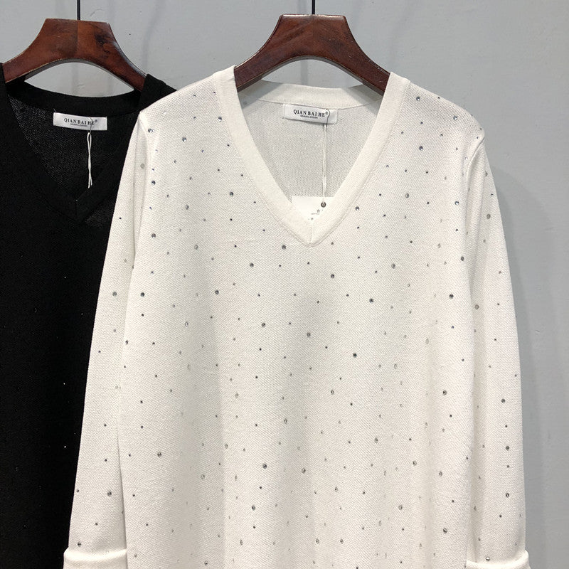 【tops】Vネック長袖ニットトップスG22935