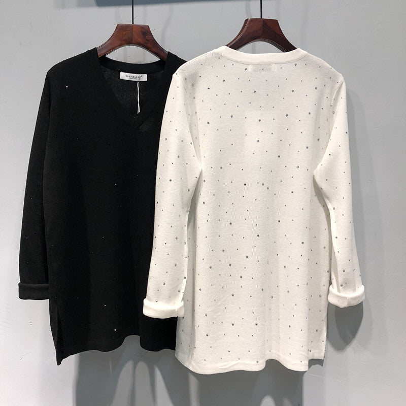【tops】Vネック長袖ニットトップスG22935