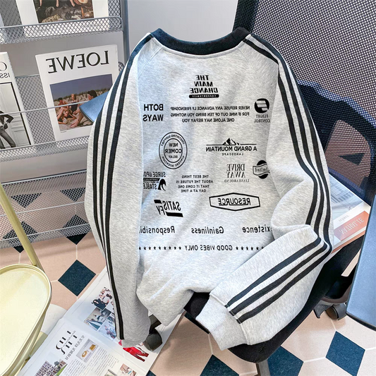 【tops】薄手プリントラウンドネックパーカーG22947