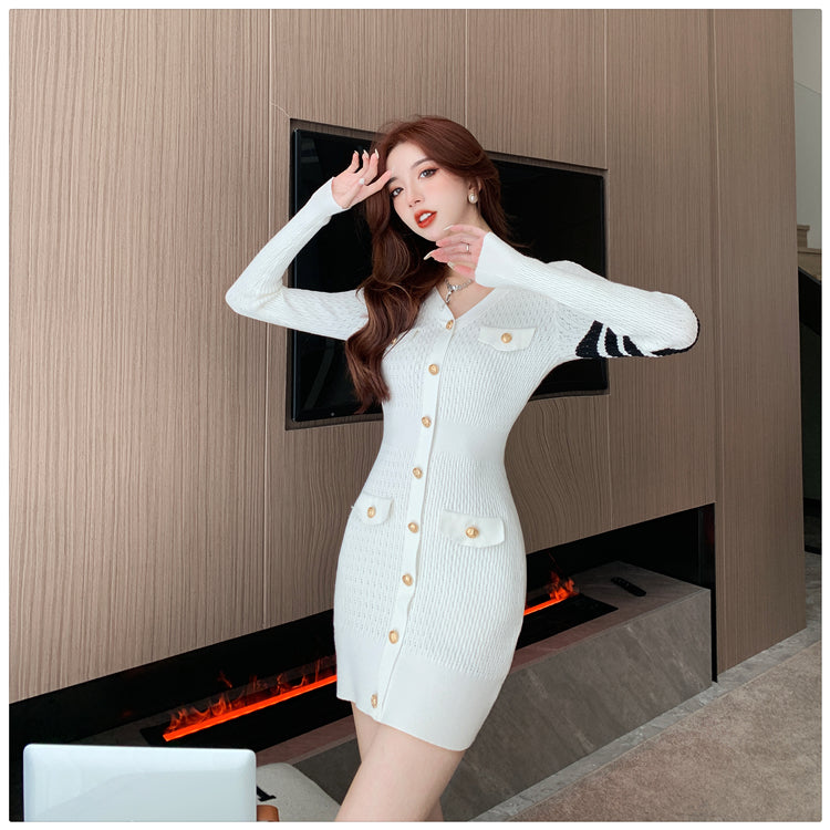 【dress】長袖タイトニットワンピースG22957