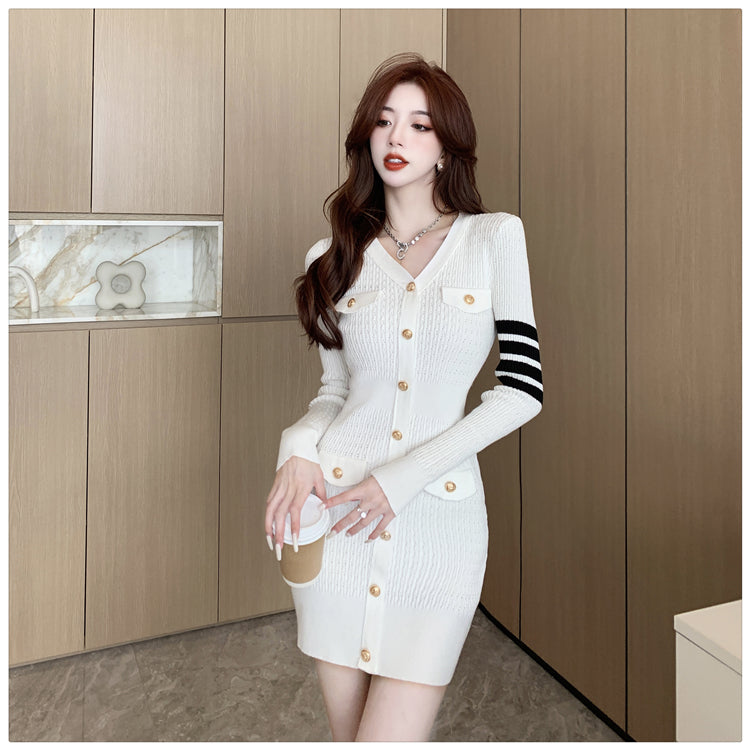 【dress】長袖タイトニットワンピースG22957