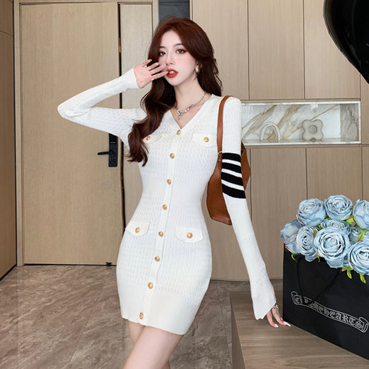 【dress】長袖タイトニットワンピースG22957