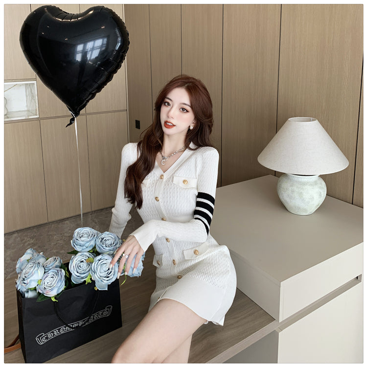 【dress】長袖タイトニットワンピースG22957